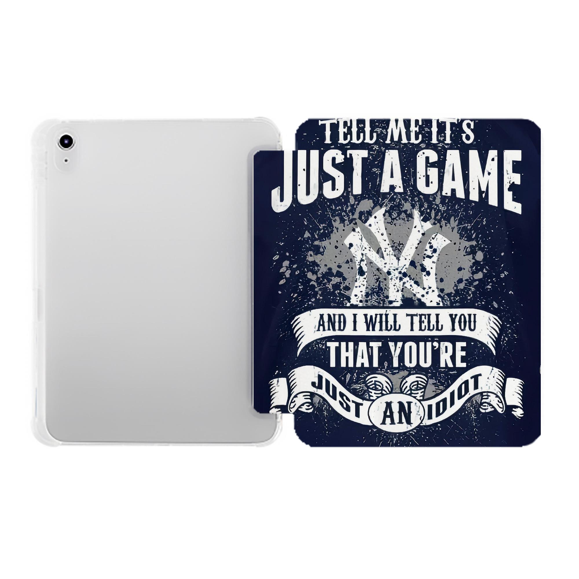 New York Yankees 174 Premium Tri-Fold PU Leather & Silicone IPad Case With Pencil Slot – Fits 9.5,10.5,10.9 – Adjustable Stand, Slim, Protective